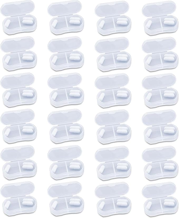 24PCS Pill Case Organizer Pocket Small Pill Holder, Daily AM & PM containers, Medicine Holder, Ideal for Medication, Vitamin, Supplement, Perfect for Travel, Ideal for Purse