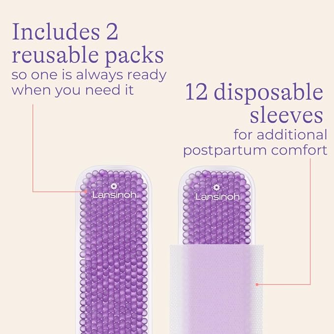 Lansinoh Hot and Cold Postpartum Pads – Reusable Perineal Ice Packs for Postpartum Recovery, Labor & Delivery Essentials, 2 Count