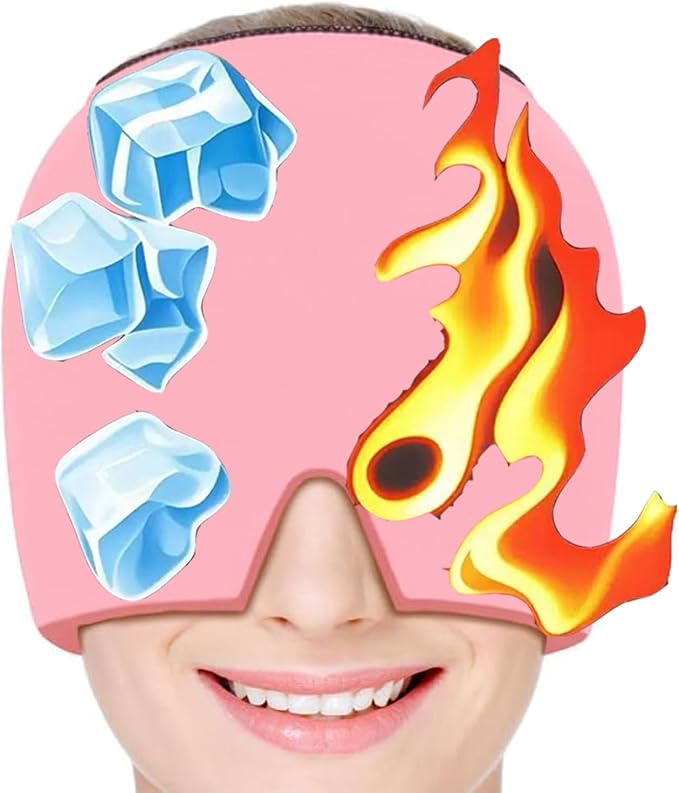 Valentines Day Migraine Relief Cap Gifts for Her HimHeadache Relief Cap Ice Pack Mask,Cooling Gel Head Wrap for Tension,Stress,Hangover,Puffy Eyes Gifts for Women Men Mom-Pink