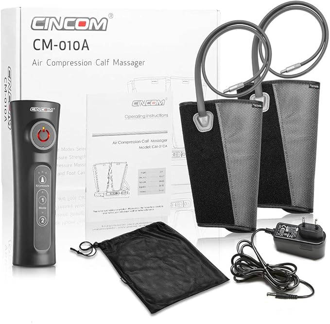 CINCOM Leg Massager for Circulation and Pain Relief, Air Compression Calf Massager with 2 Modes 3 Intensities