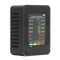 CO2 Monitor, Indoor Air Quality Meters Portable Carbon Dioxide Detector, LCD Backlight Screen CO2 TVOC HCHO PM2.5 PM10 Tester with Alarm Clock, for Home, RV, Grow Tents (Black)