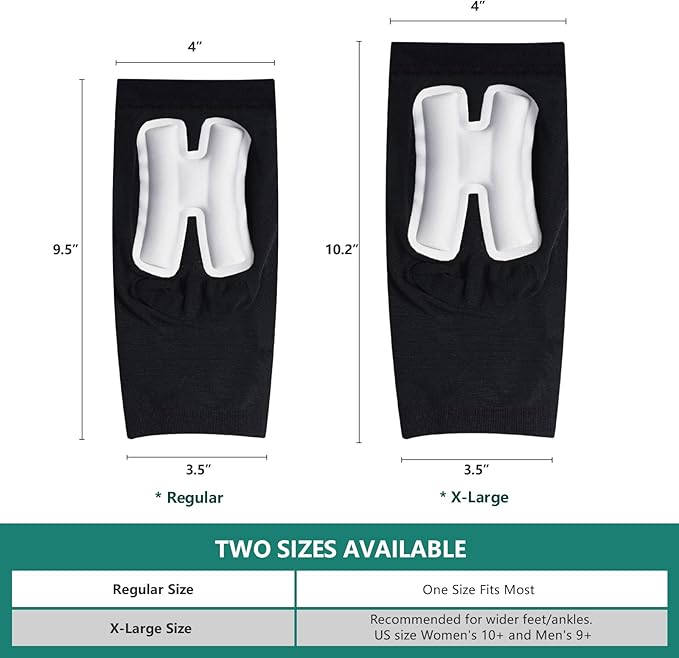 Welnove Achilles Tendonitis Heel Protector Sleeves H-Shape Achilles Tendon Support Compression Gel Padded Sleeve Socks for Cushion of Bursitis, Tendonitis, Tenderness, Dry Cracked - Black,Regular