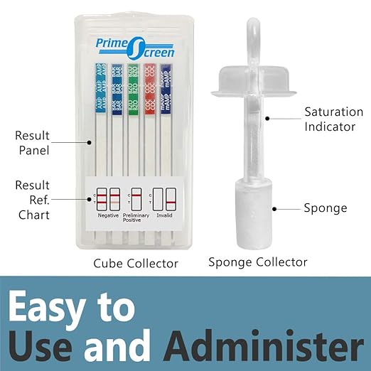 Prime Screen [25 Pack] 6 Panel Oral Saliva Drug Test Kit, Employment and Insurance Testing (AMP, COC, MET, OPI, PCP, THC) - ODOA-166