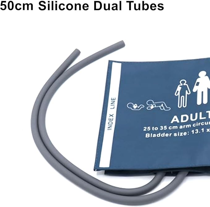 Blood Pressure PU Cuff with 50cm Dual Tubes for Adult 25-35 cm, Reusable Replacement NIBP Cuff with Inner Airbag for BP Monitor Machine, No Connector