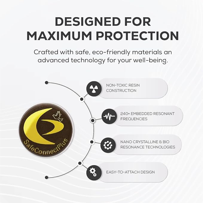 Pack of 6 EMF Stickers for Cell Phone- 5G Ready Harmonizer Stickers Proudly Made in USA for Cell Phones, Laptops or Tablets- EMF mega Shield for All Electronic Devices (Gold-Black)
