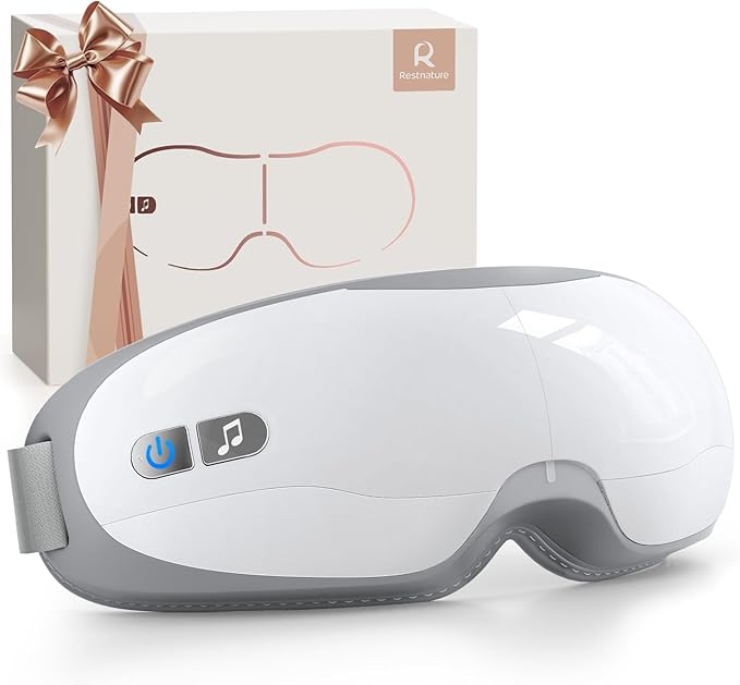 Eye Massager, Valentines Day Gifts for Women Eye Massager with Heat & Bluetooth Music Birthday Gifts Headache Dry Eye Relief and Improve Sleep Gift for Women/Men/Graduation,White