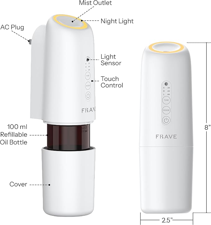 Lumix Diffuser, Plug-in Waterless Diffuser for Essential Oils, Smart Bluetooth App Control, Covers Up to 320 sqft 100ml Capacity, Home Office Hotel Scent Diffuser, Cold Air Technology, White