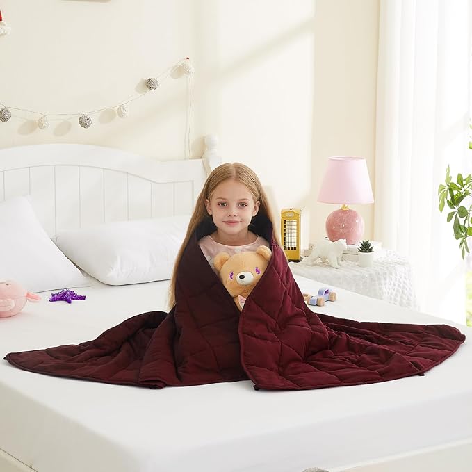 L'AGRATY Weighted Blanket - 36"x48" 5lbs Cooling Breathable Heavy Blankets Microfiber Material with Glass Beads for Adult All-Season Summer Fall Winter Soft Thick Comfort