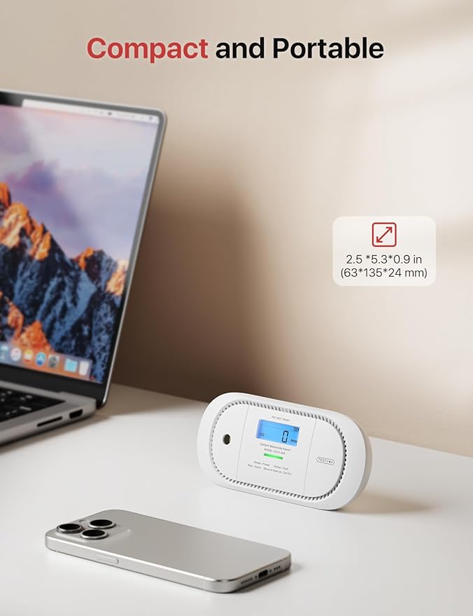 X-Sense Wireless Interconnected Carbon Monoxide Detector, Replaceable Battery Powered CO Alarm with Digital Display and Peak Value Memory, XC01-WR, Pack of 2