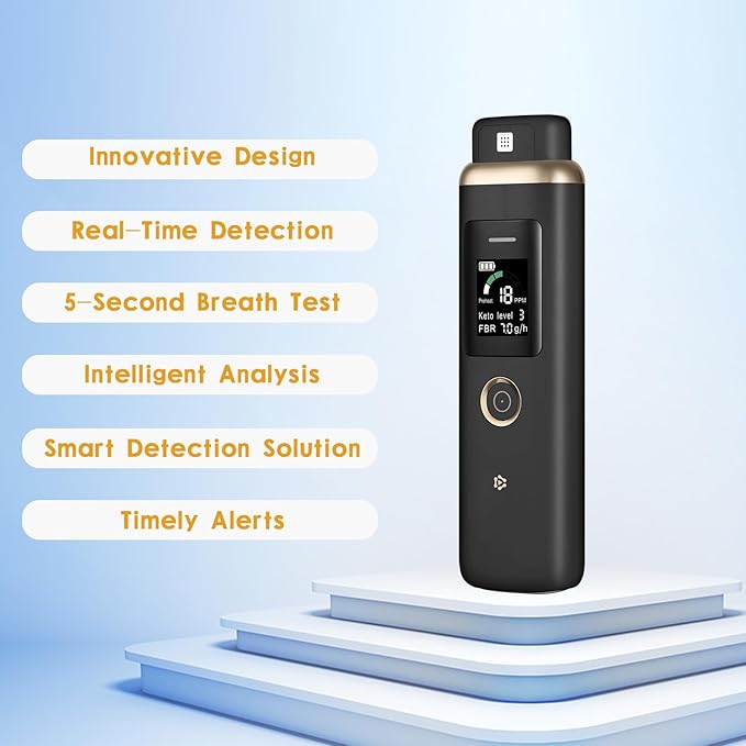Professional-Grade Ketone Breath Monitors Analyzer for Monitor Ketonsis in Your Breath - Home Breath Ketosis Metter | Portable Breath Ketosis Tester Ketone Meter - Empower Your Fitness Journey