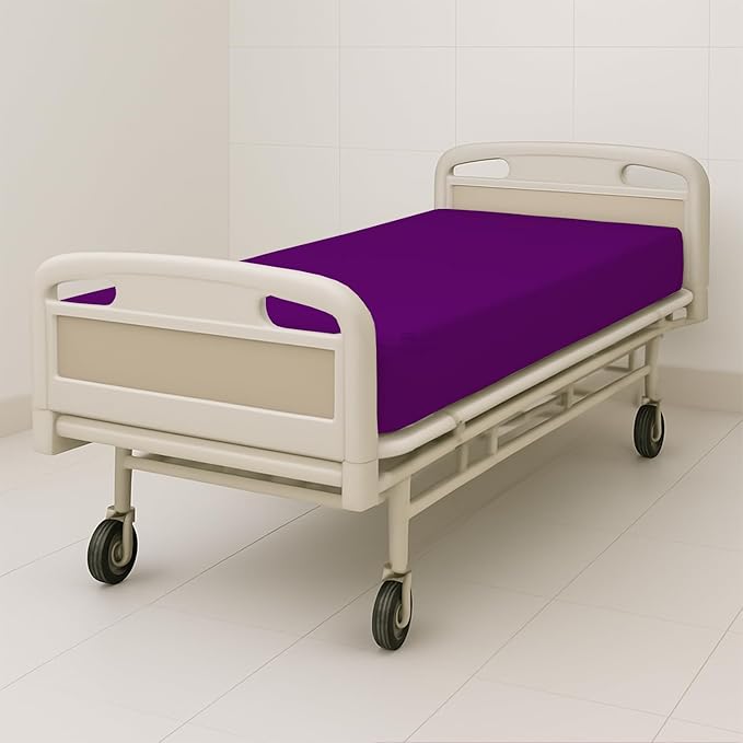 4 Pack Fitted Hospital Bed Sheets - Soft Microfiber Hospital Fitted Sheet - Hospital Bed Fitted Sheets (Purple, 36" x 84" x 12")