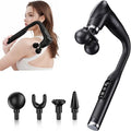 Dual-Head Massage Gun Deep Tissue with Extension Handle, Percussion Muscle Massager for Back, Neck, Shoulders, Waist & Legs, 12 Speed Levels, 5 Replaceable Heads, Pain Relief (Black)