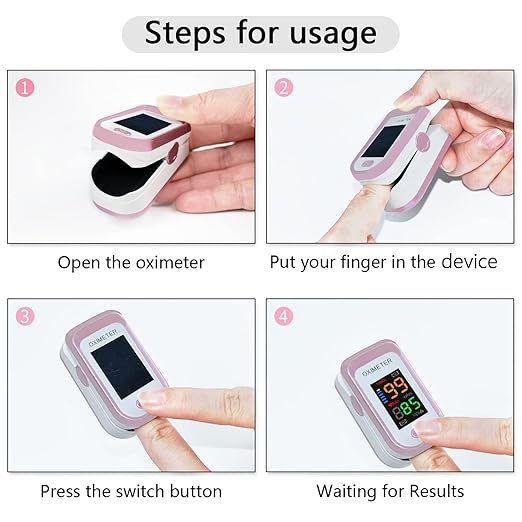 Pulse Oximeter Fingertip, Blood Oxygen Saturation Monitor with Large LED Display, Heart Rate Monitor for Adults, Fingertip Pulse Oximetr, with Lanyard (Rose Gold)