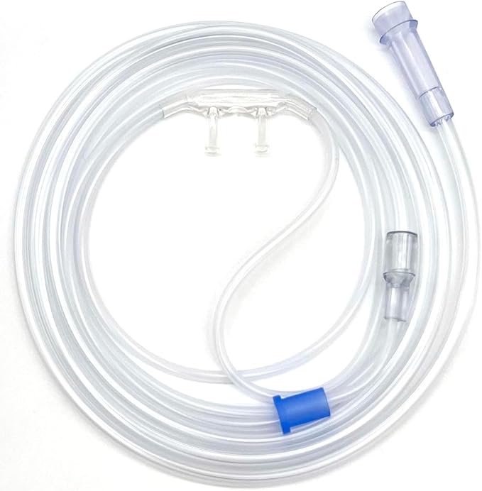 ResOne 2Ft Soft Adult Oxygen Nasal Cannula 1-Pack - Curved Prongs, Crush-Resistant Tubing - Nasal Tubes, Oxygen Concentrator Supplies - Soft Curved Nose Piece, Standard Size, Standard Flow 6 LPM