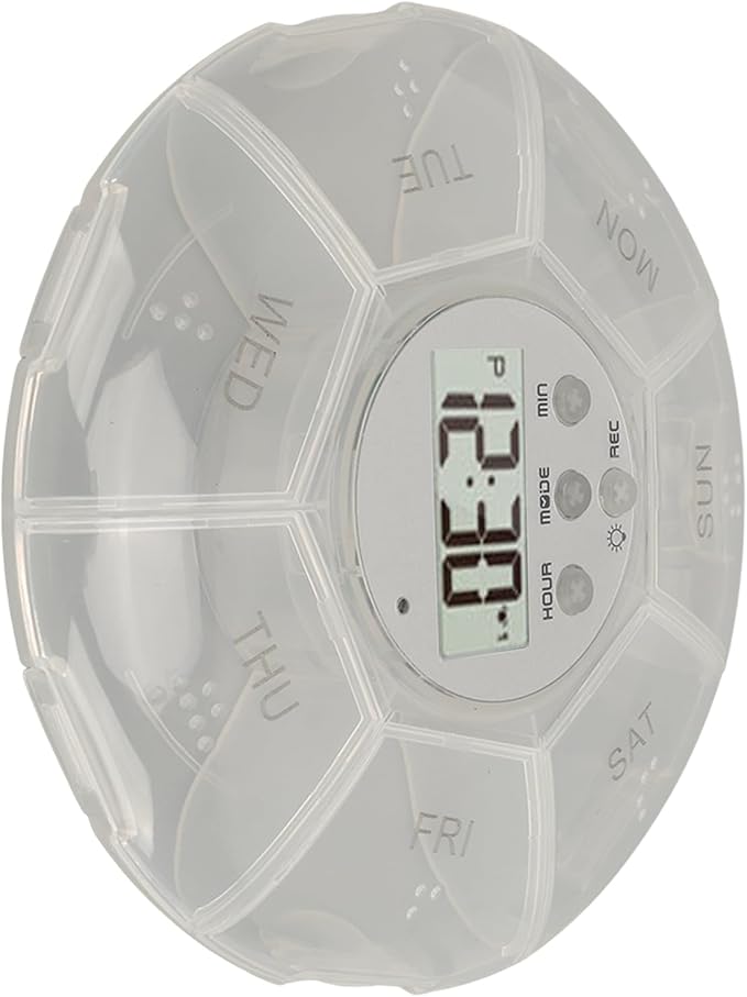 Smart Box, Reminder Medication Organizer with Recording Playback Function, Easily Organizes, for The Elderly, Blind Person (White)
