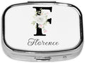 Custom Pill Box Personalized Square Small Pill Case with Mirror Add Your Photo Text Logo Name Decorative 2 Compartment Portable Metal Medicine Container Vitamin Organizer for Pocket Purse Travel (F)