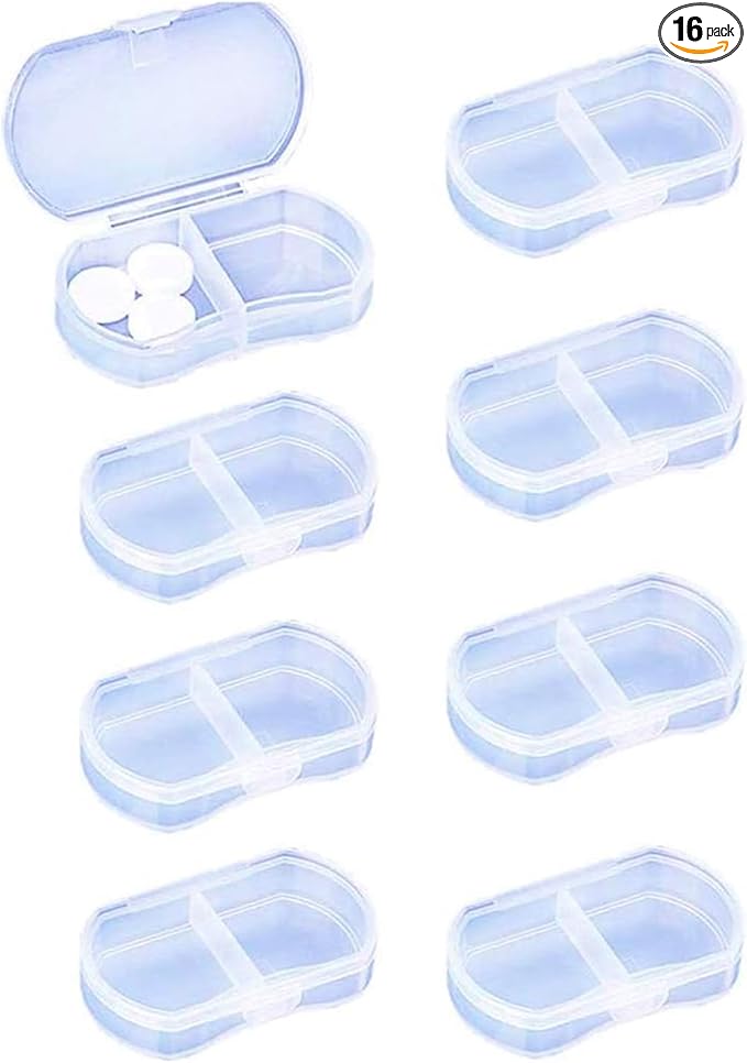 8PCS Pill Case Organizer Pocket Small Pill Holder, Daily AM & PM containers, Medicine Holder, Ideal for Medication, Vitamin, Supplement, Perfect for Travel, Ideal for Purse (White)