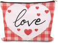 Valentines Day Toiletry Bag Pouch Love Heart Makeup Cosmetic Bag Engagement Anniversary Wedding Gifts Bags for Women Wife Girlfriend Fiancee Travel Make Up Bags Organizer Gf Graduation Bday Gift Idea