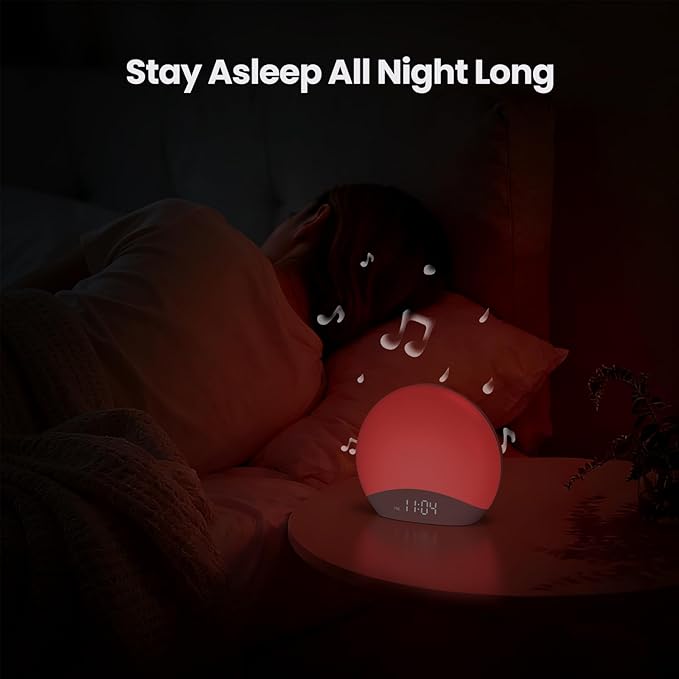 REACHER R7APP Smart Sunrise Alarm Clock with App Control, Custom Wake & Sleep Routines - Multi Sunrise Color, White Noise Sound Machine, Dimmable Display | Night Light, Screen-Free Sleep
