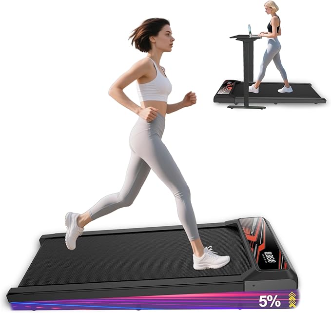 Walking Treadmill Pad with Incline - 2.5HP Low Noise Under Desk Treadmill,Walking Portable Pad with Handle Bar, 3 in 1 for Home, Remote Control with LED Screen 270Lbs Weight Capacity