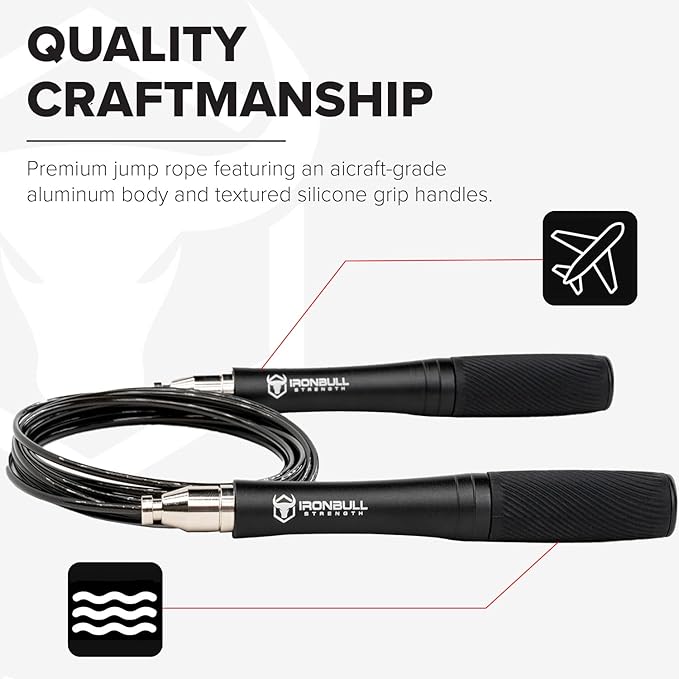 Jump Rope for Men & Women - Ultra-Fast, High Speed Jump Rope - Self-Locking Screw-Free Design with Aluminum Handles and Silicone Textured Grips - Precision Engineered for Maximum Performance - Skipping Rope for Workout Fitness, Cross Training & Home Ex...