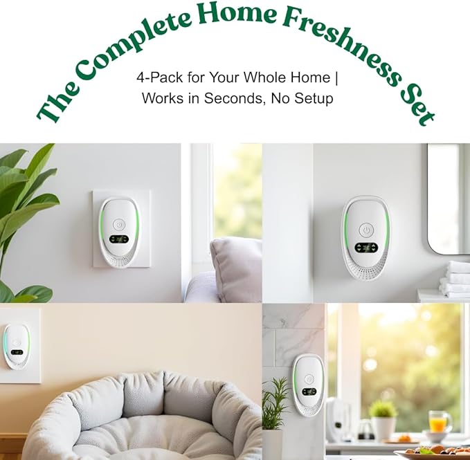 Smart Air Ionizer 4-Pack for Home with Night Light | Negative Ion Air Enhancer for Bedroom, Kitchen, Office | Helps Maintain Air | Quiet 0dB, Energy Efficient (1W) by TheOtherShore