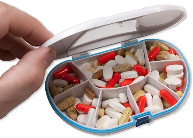Gasketed 7 Compartment Pill Box Holds Up To 150 Pills Waterproof