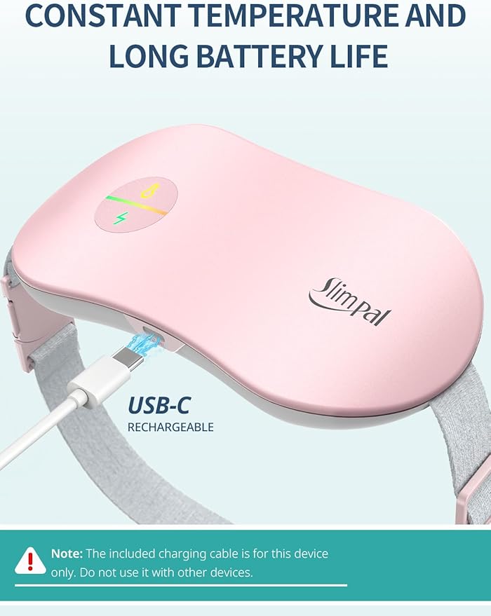 Slimpal Heating Pad for Period Cramps, Portable Cordless Electric Heating Pad for Menstrual Pain Relief Heat Belt, Rechargeable Wearable Heat Pad Gifts for Her Women Girl Wife Girlfriend, Pink