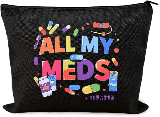 Zippered Pouch for Medical Supplies Daily Medicine Bag for Nurse Bag Essential Items Funny Medicine Pouch Pharmacist Pharmacy Toiletry Bags Canvas Practitioner Cosmetic Bags Patient Doctor Gift Ideas