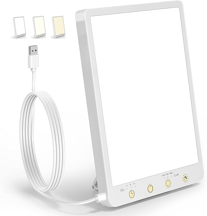 Light Therapy Lamp - 10000 Lux Therapy Light, 3 Color Temperature & Wall Mount with Memory Function, Touch Control Portable Daylight Therapy Lamp with Adjustable Brightness for Home & Office.