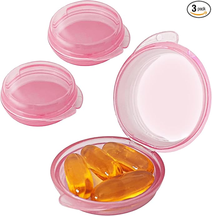 UHOUSE Small Pill Box (3 Pack), Daily Mini Pill Organizer Portable for Purse Pocket,Travel Pill Case Medicine Storage Container Earplug Case(Red)