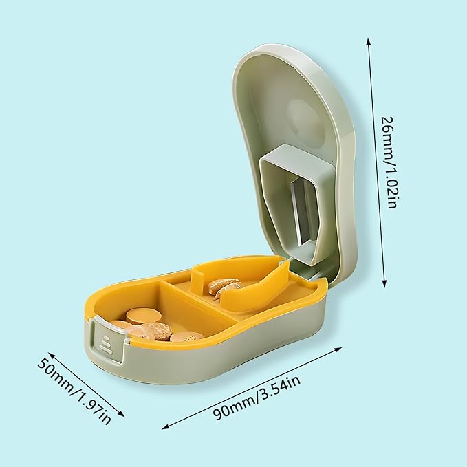 Pill Cutter Splitter for Small and Tiny Pills Green Pill Splitter for Small Pills Easy to Open with Safety Blade Guard, Suitable for Travel, Business Trip(1.96 * 3.54 * 1.02in)