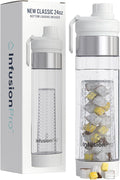 Infusion Pro 24 oz Fruit Infuser Water Bottle with Twist Cap Lid : Insulated Sleeve & Infused Water Recipe eBook : Bottom Loading Water Infuser for More Flavor : Unique Gift Idea (Cloud, 1-Pack)