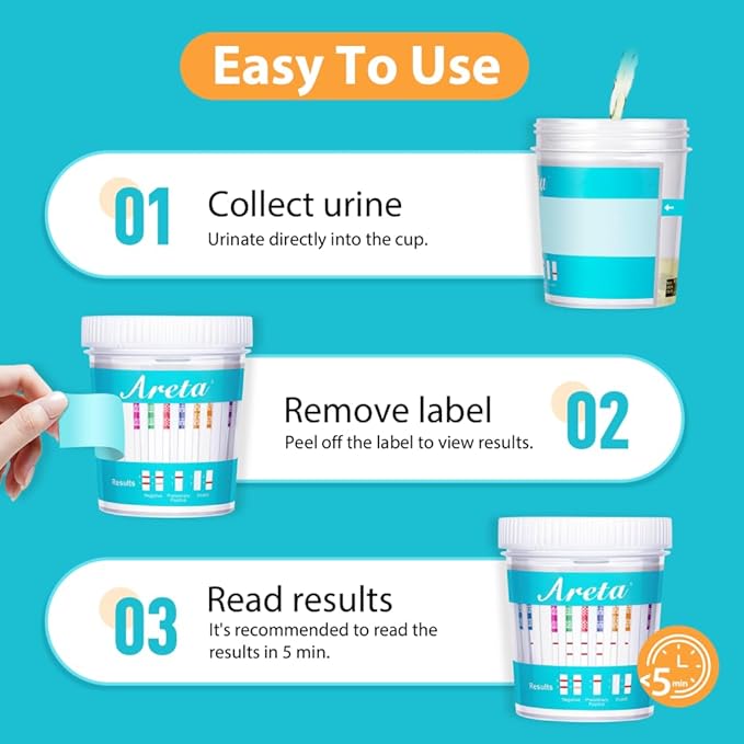 Areta Multi-Drug Test Cup 13 Panel, Screen for Most-Use Drugs (THC/AMP/BAR/BUP/BZO/COC/MDMA/MET/MTD/OPI/OXY/PCP/TCA), Results in 5 Min -#ACDOA2-1134 (2 Pack)