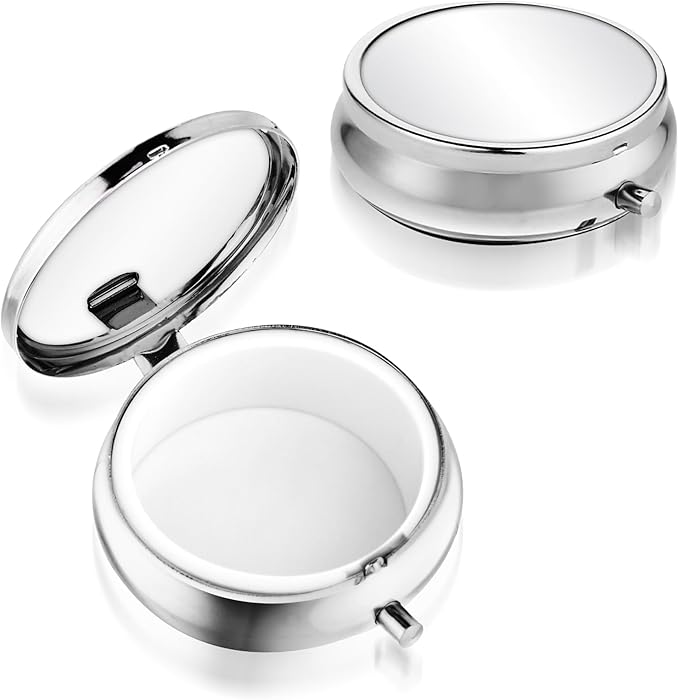 Sibba Portable Medicine Pill Case, Travel Multi-Functional Moisture Proof Pill Box for Purse & Pocket, Cute Metal Medicine Pill Organizer Box for Vitamins, Fish Oil & Supplements(1 Compartment)