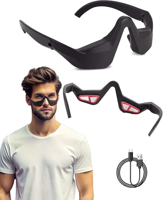 UTK Under Eye Red Light Therapy Device, 630nm Red Light Glasses for Eye Bags, Dark Circles, Puffiness, Rechargeable & 39g Ultra-Light, Gift for Women and Men (Black)