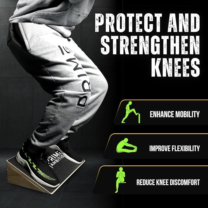 Premium Knees Over Toes Slant Board for Calf Stretching - Athletic Performance, Training Slant Board for Squats - Slanted Squat Board Non-Slip Surface - 25 Degree Incline, 1000 Lbs Weight Capacity