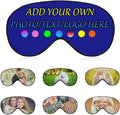 Personalized Eye Mask, Custom Eyeshade Blindfold Add Your Design Image Text Customized Eye Cover with Adjustable Strap for Sleeping Travel Work Naps Blocks Light, Dark Blue