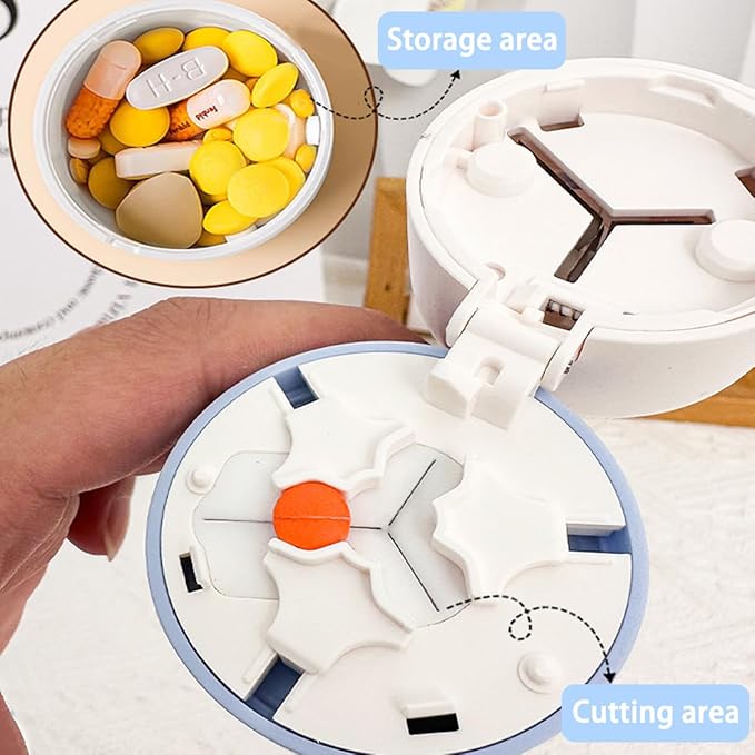 Pill Cutter 1/3 Pill Splitter for Small and Large Pills with Stainless Steel Blade for Cutting Pills in one Third or Half, Portable Pill Organizer, Ideal for Cutting Tablets, Vitamins