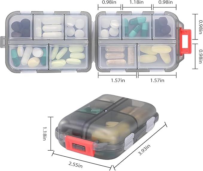 2PCS 7-Day Pill Organizer with Labels – Travel Pill Case, Daily Medication Organizer | Compact & Secure | Fits in Pocket/Purse (3.7” x 2.4”)