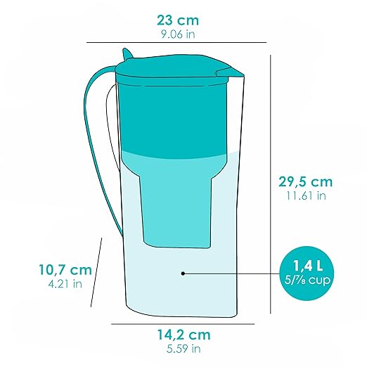 Alkanatur Drops Low Emission Water Filter Pitcher - Hydrogenates + Ionizes + Provides Magnesium Removes Chlorine, Metals, Fluorides, Microplastics, and More - Certified UNE 149101:2015