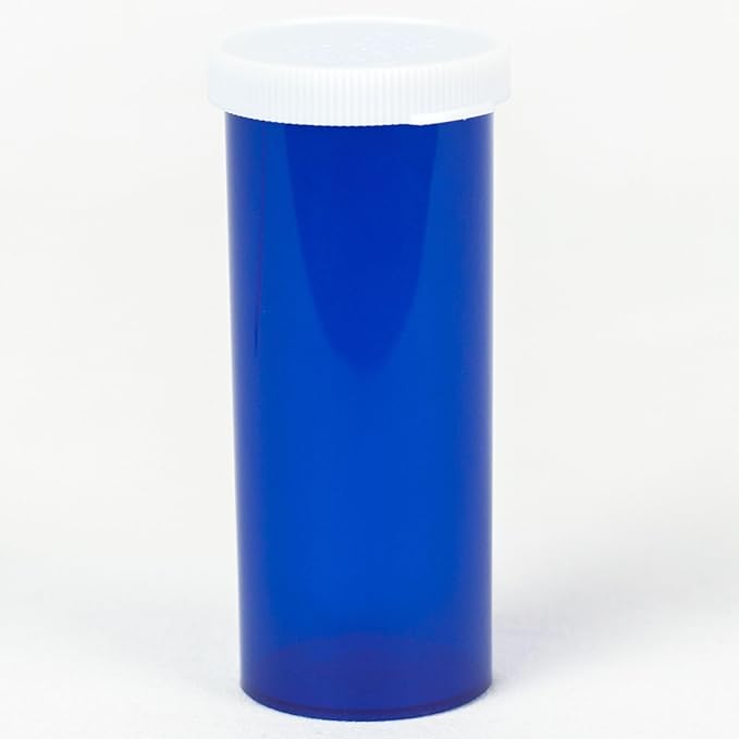 Five Star Supplies Snap Cap Plastic Pill Bottles - Easy Open Snap Cap - Pill Container Prescription Vial (Blue, 16 DRAM 300 ct.)