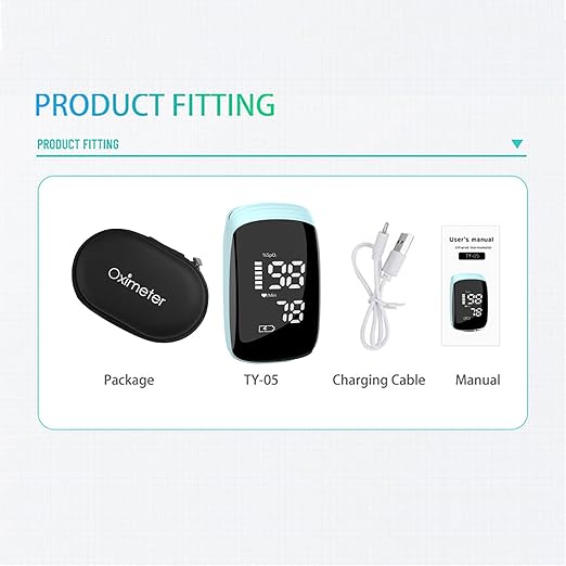 Oximeter, Blood Oxygen Meter, Fingertip Pulse Oximeter, Rechargeable Pulse Oximeter, Accurate Rapid Blood Oximeter SpO2 Reading Outdoor Sports Wide Use (blue)