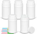 5 Pack Small Empty Plastic Bottles for Pills - Travel Medicine Containers with Lids & Labels, Portable Daily Organizer Storage for Vitamins, Medication Essentials