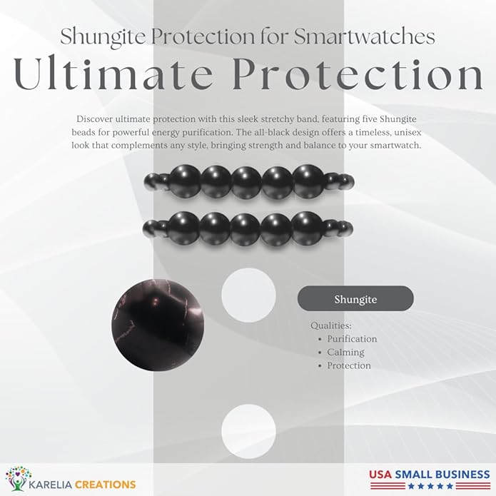 Shungite Smart Watch Band Bling Decor Charm | Compatible with Apple iWatch Galaxy Oculus | 38mm 40mm 41mm 42mm 44mm 45mm 49mm | Smartwatch Protection