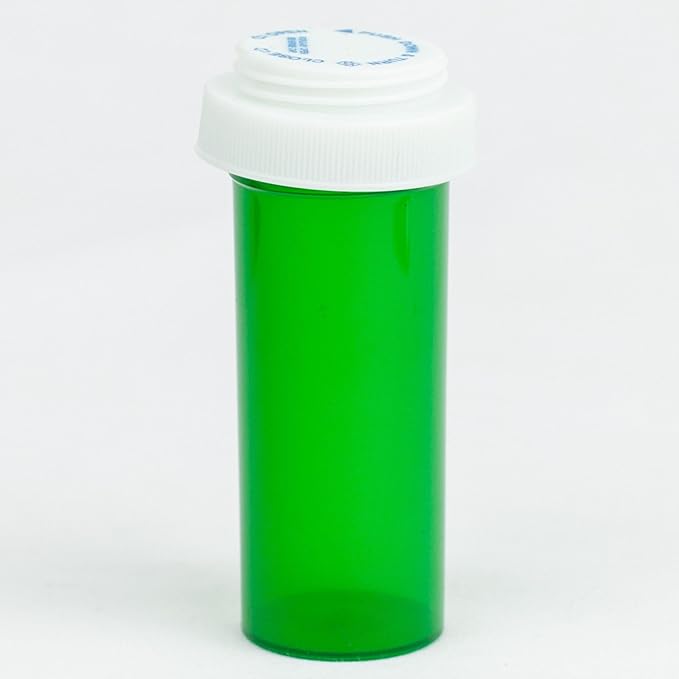 Five Star Supplies Plastic Pill Bottles - Reversible Cap Easy Open & Child Resistant - Pill Container Prescription Vial - Easy Open/Push N Turn (Green, 16 DRAM 240 ct.)
