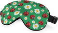 Ladybirds Daisy Sleep Mask Eye Mask Lady Beetle Ladybug Flying Insect Flowers Nature Green Sleep Mask Light Blocking Adjustable Soft Eye Masks for Women Deep Rest Travel