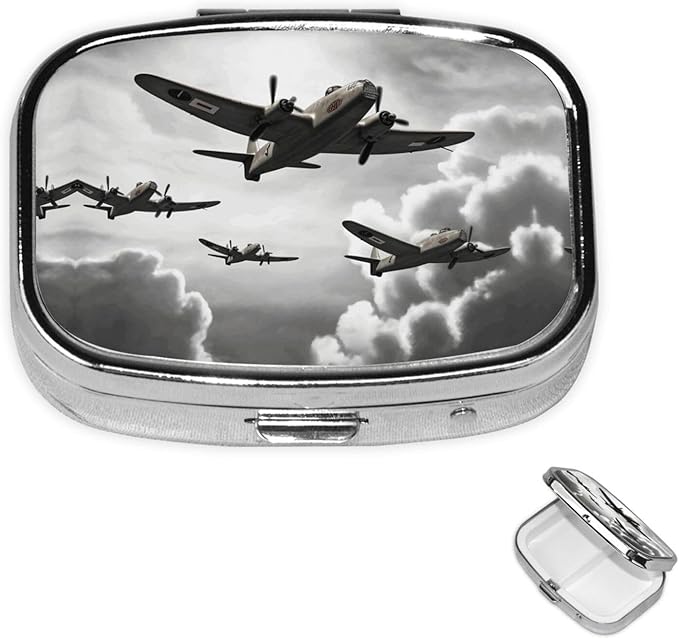 Square Pill Box 2 Compartment Medicine Pill Case World War Pill Box for Purse Pocket Waterproof Metal Pill Container Portable Pill Holder Mini Pill Organizer for Travel or Daily