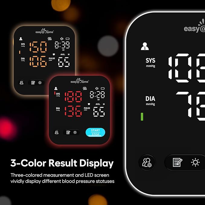 Blood Pressure Monitor for Home Use – Easy@Home Smart BP Machine with Free MyHeartPal App, Automatic Blood Pressure XL Cuff, LED Screen & Voice Function, Supports Apple & Android Devices | EBP-703T