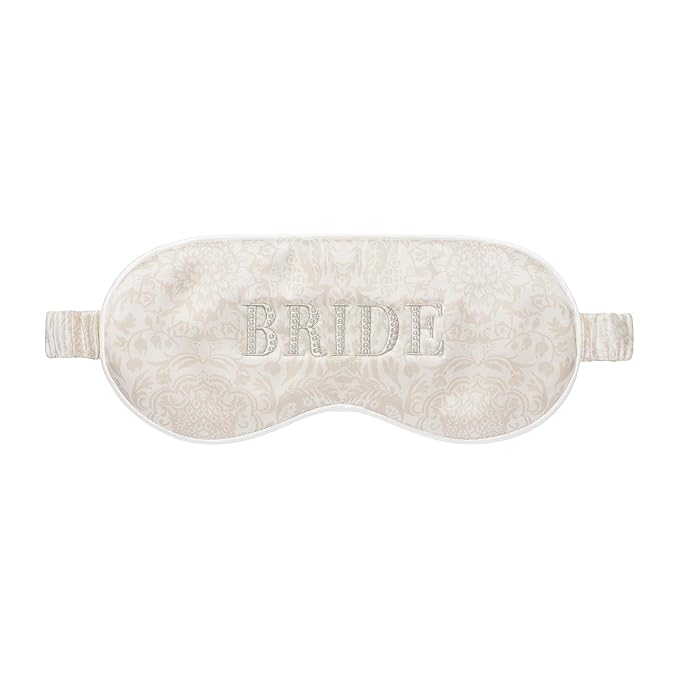 slip Silk Sleep Mask - Bridal Collection - Bride - 100% Pure Mulberry 22 Momme Eye Mask - Comfortable Sleeping Mask with Elastic Band + Pure Silk Filler and Internal Liner